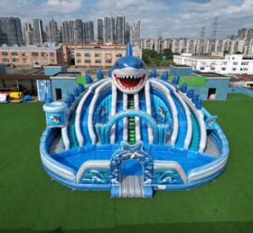 Pool3-606B Shark Splash Inflatable Water Park
