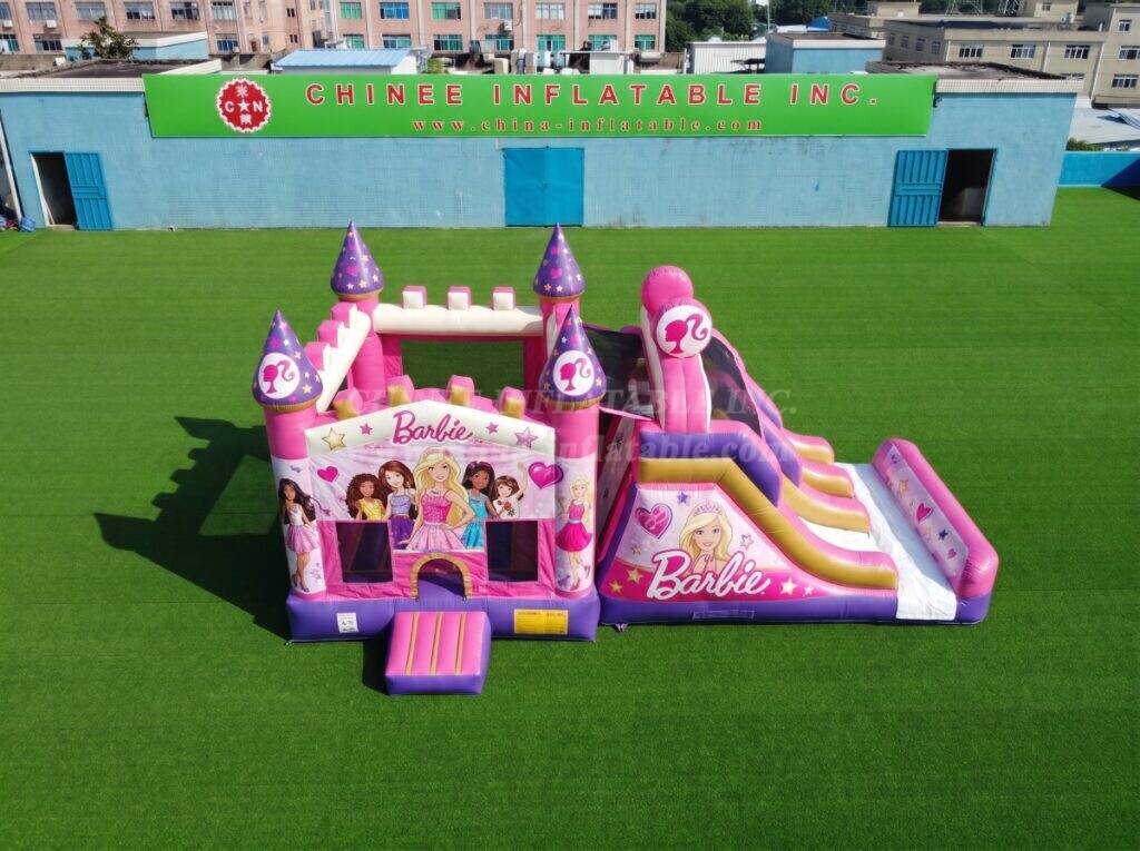 T2-8946 Barbie Theme Inflatable Bouncy Castle Combo with Slide