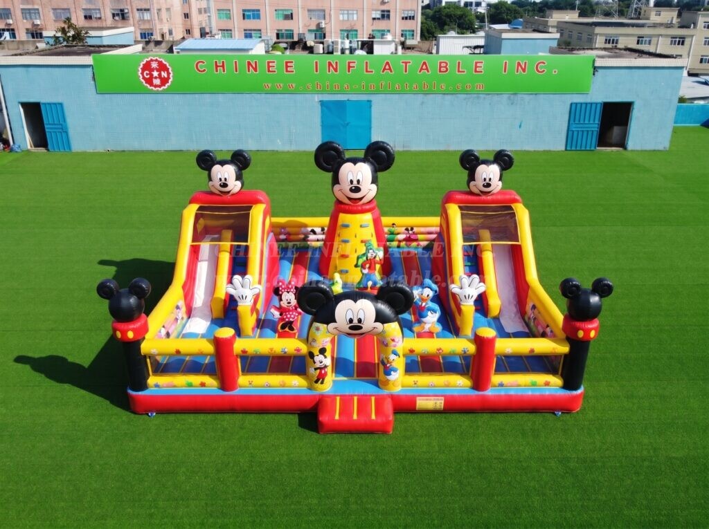 T2-8979 Mickey & Minnie Inflatable Combo Bouncy Castle with Dual Slides