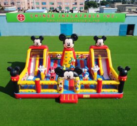 T2-8979 Mickey & Minnie Inflatable Combo Bouncy Castle with Dual Slides