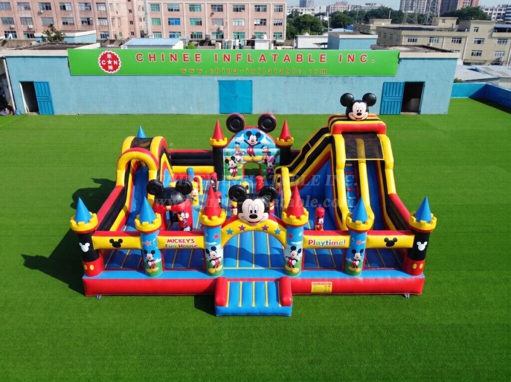 T2-8981 Mickey & Minnie Inflatable Combo Bouncy Castle with Slide