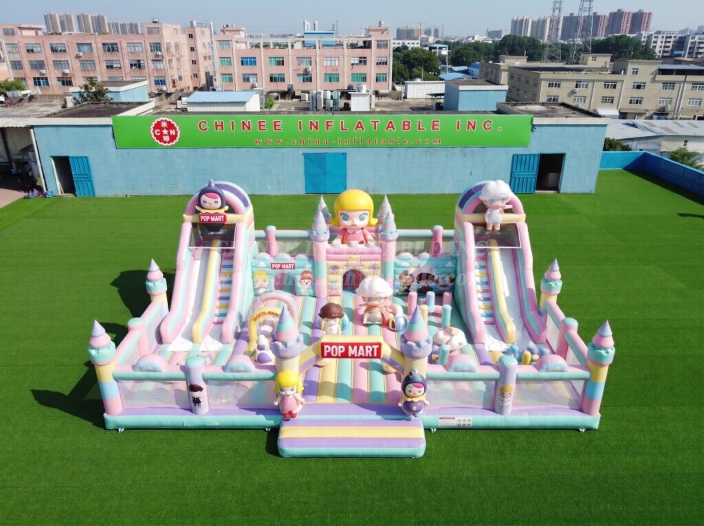 T2-8995 Pop Mart Theme Inflatable Combo Bouncy Castle with Dual Slides