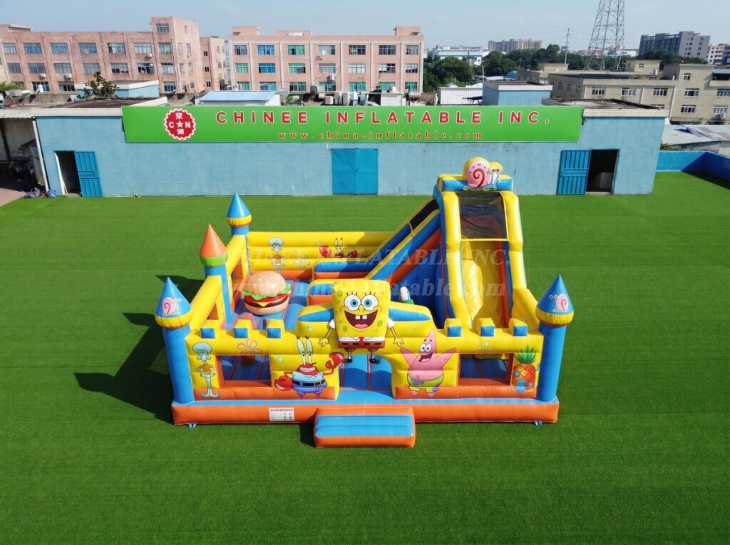 T2-9004 SpongeBob Theme Inflatable Bounce Castle Combo with Slide